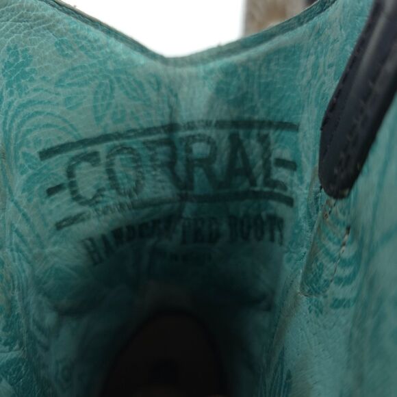 CORRAL Grey Fur Laser Studs Shortie Leather Boots Western Boho Cowgirl Rodeo 9.5 - Picture 11 of 12